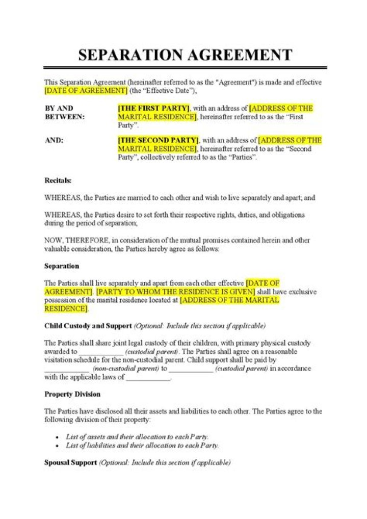 What are separation documents?