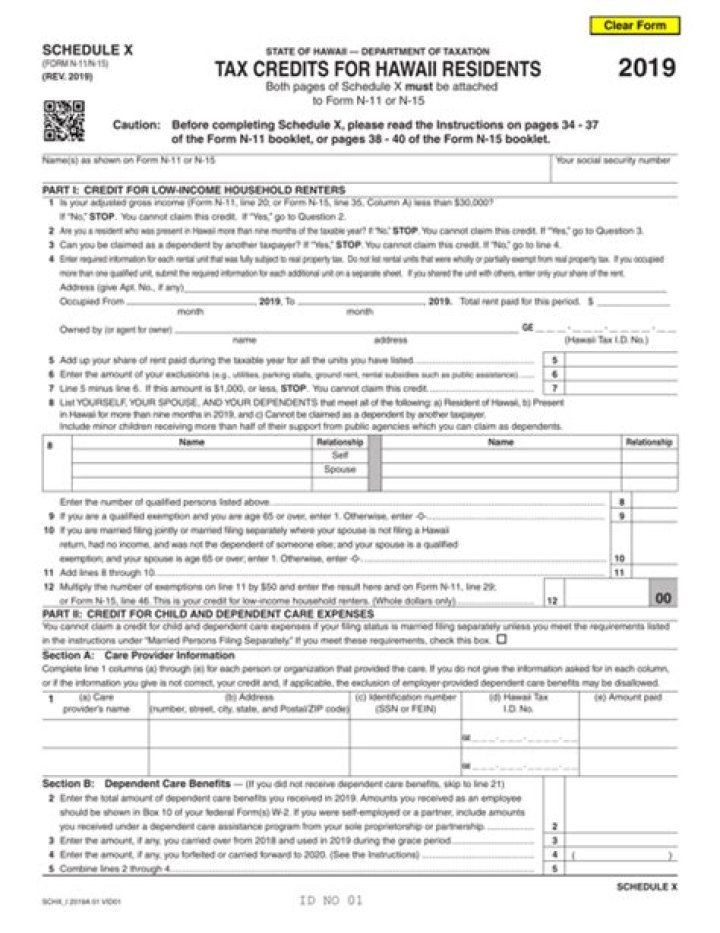 What is Hawaii tax Form N-15?